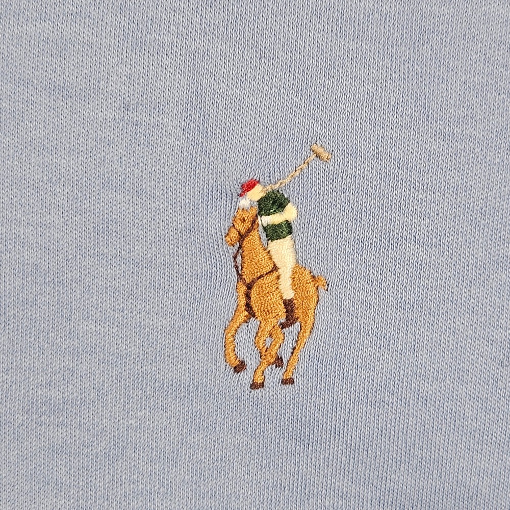 Polo Ralph Lauren Polo Shirt Mens LT Blue Long Sleeve Cotton Flesh Pony Logo - Picture 4 of 12